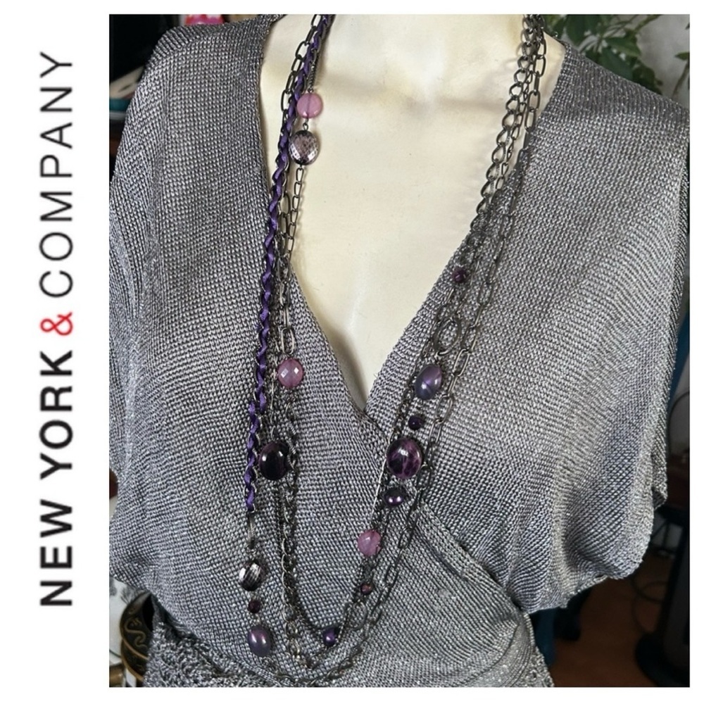 Vintage Purple Bead Chain Necklace